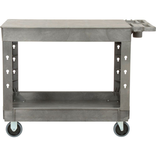 5" Rubber Caster 44” x 25-1/2” Plastic 2 Flat Shelf Service & Utility Cart 
