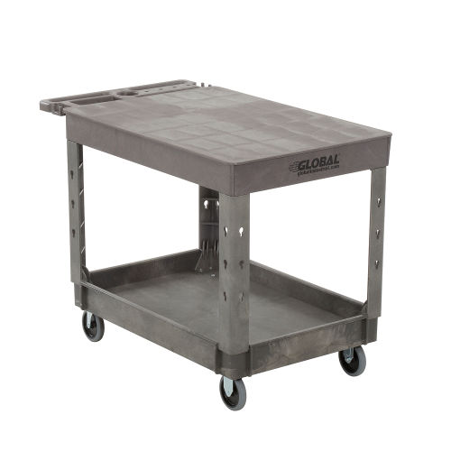 Global Industrial™ Flat Top Plastic Utility Cart, 2 Shelf, 44"Lx251/2