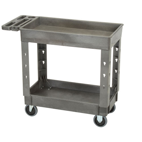 Global Industrial™ Tray Top Plastic Utility Cart, 2 Shelf, 38"Lx171/2