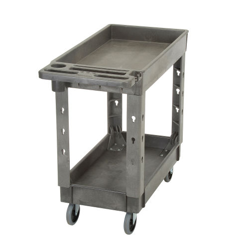Global Industrial™ Tray Top Plastic Utility Cart, 2 Shelf, 38"Lx171/2