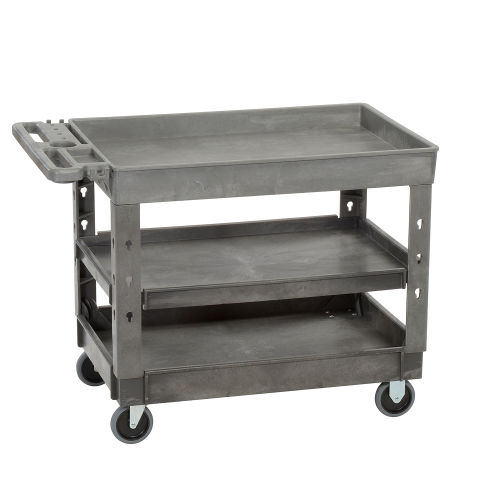 Global Industrial™ Tray Top Plastic Utility Cart, 3 Shelf, 44"Lx251/2
