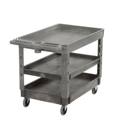 Global Industrial™ Tray Top Plastic Utility Cart, 3 Shelf, 44"Lx251/2