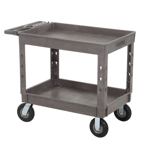 Global Industrial™ Tray Top Plastic Utility Cart, 2 Shelf, 44"Lx251/2
