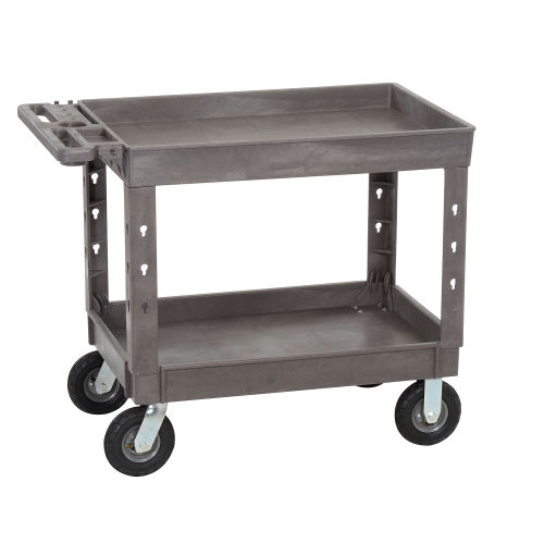 Global Industrial™ Tray Top Plastic Utility Cart, 2 Shelf, 44