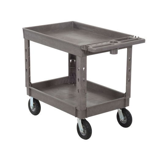 Global Industrial™ Tray Top Plastic Utility Cart, 2 Shelf, 44