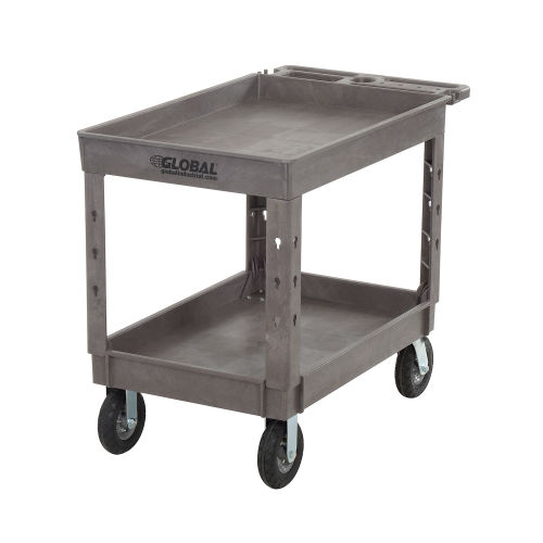 Global Industrial™ Tray Top Plastic Utility Cart, 2 Shelf, 44