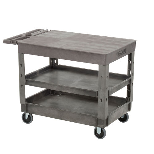 Global Industrial™ Flat Top Plastic Utility Cart, 3 Shelf, 44"Lx251/2