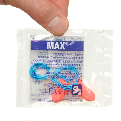 695638841455 NRR 33 Box of 100 Pair MAX-30 Howard Leight Max® Corded Earplugs