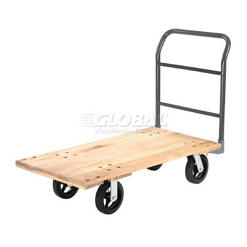 Global Industrial Hardwood Deck Platform Truck 60 X 30 2400 Lb Capacity 8 Rubber Casters 952504 Globalindustrial Com