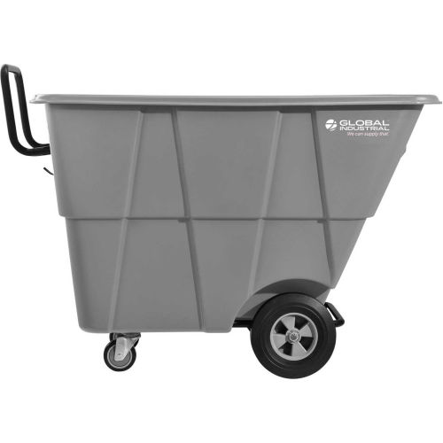 Global Industrial Standard Duty Plastic Tilt Truck 1 2 Cu Yd Cap 850 Lbs Cap Gray Globalindustrial Com