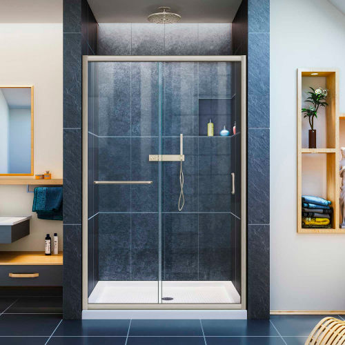 Dreamline Shdr 0948720 04 Infinity Z 44 48 Frameless Sliding Shower Door Brushed Nickel Finish B1142848 Globalindustrial Com Dreamline Shdr 0948720 04 Infinity Z 44, Brushed Nickel Sliding Shower Door