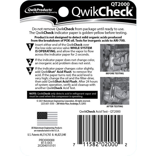 QT2000 QwikProducts QwikCheck Mainstream Engineering 2-Second Acid Test Kit 