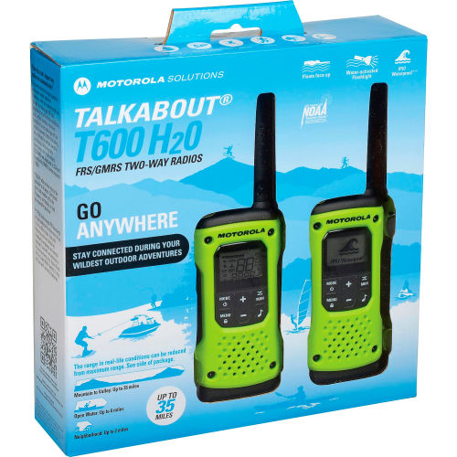 MOTOROLA Talkabout® T600 Waterproof Rechargeable Two-Way Radios 2 Pack Green