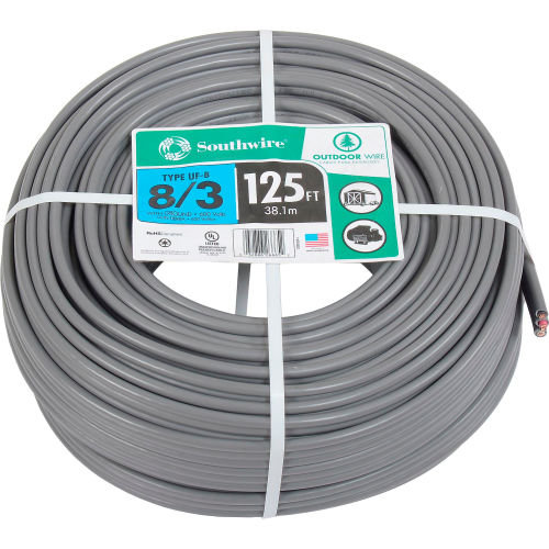 10/3 Gray Solid CU UF-B W/G Wire Ground Copper Conductors 32886266645 Southwire 100 ft