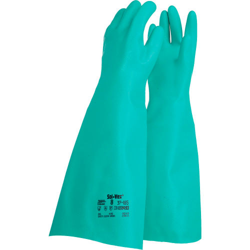 Pack of 72 Green Size 7 Ansell Gloves 102943 Ansell Sol-Vex 37-185 Unsupported Nitrile Gloves 