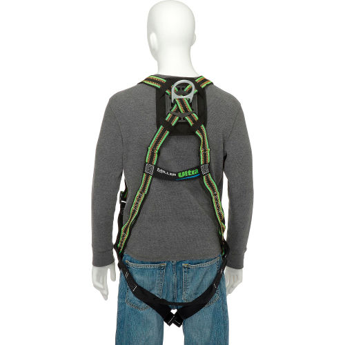 Universal Miller Fall Protection E650QC/UGN Quick-Connect Harness with One Back D-Ring Green/Black