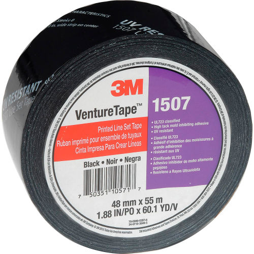 Two Rolls ~ 3M Venture Tape 1507 Line Set Tape 1.88" x 60 Yards ~ Black 