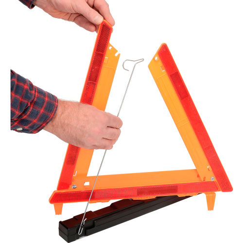 Plastic 4.5 x 18 x 17 Cortina Safety Products Group 95-03-009 Cortina Safety Products Fluorescent Orange Acrylic 3-Piece Triangle Warning Kit with