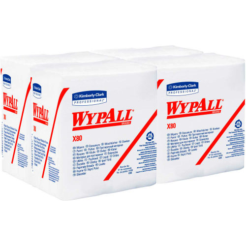 4-Pack Kimberly Clark 41026 Wypall X80 1/4 Fold Wipers White 50 Sheets 