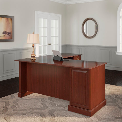 Bush Furniture L Desk Harvest Cherry Saratoga Series B485085 Globalindustrial Com Bush Furniture L Desk Harvest Cherry, Bush Furniture Saratoga Executive Desk In Harvest Cherry And Black