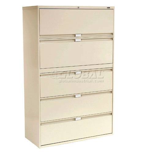 File Cabinets Lateral Global 9300 Series 42 W 5 Drawer Binder Lateral File Putty 250696py Globalindustrial Com