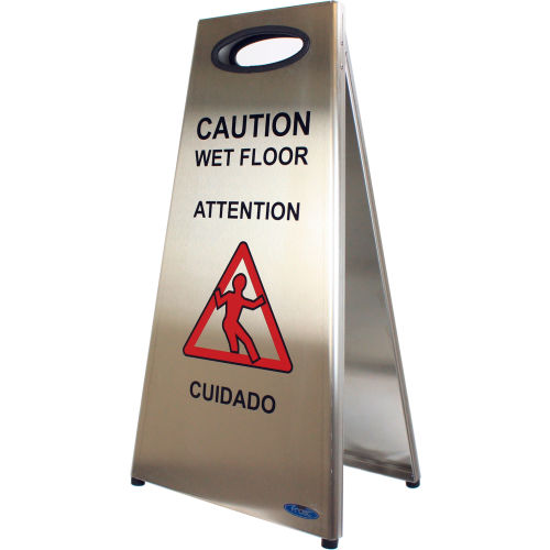 Mopping Floor Signs Frost Stainless Steel Wet Floor Sign 1119