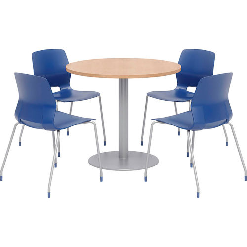 Kfi 36 Round Dining Table Chair Set Maple With Navy Chairs B2345281 Globalindustrial Com Kfi 36 Round Dining Table Chair Set, Round Maple Table And 4 Chairs