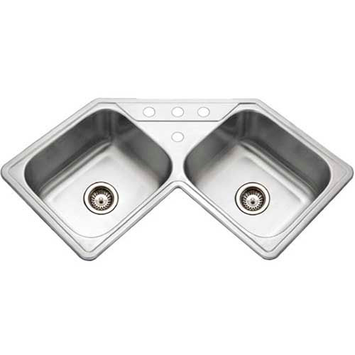 Tuscany Top Mount 33 Stainless Steel 4 Hole Double Bowl Kitchen