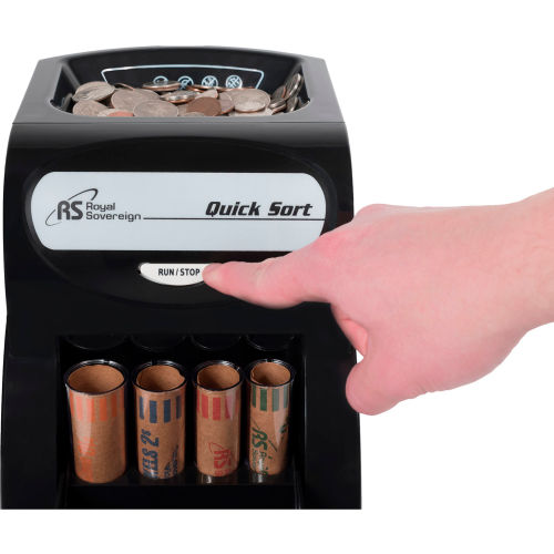 Royal Sovereign QS-1 is a 1 row manual coin sorter that is eco-friendly.No elect 