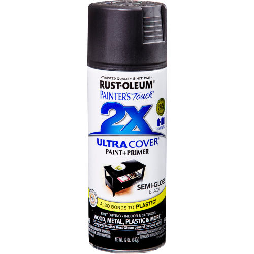 Rust Oleum Painter S Touch 2x Ultra Cover Spray Paint Semi Gloss Black 12 Oz 249061 Pkg Qty 6 501463 Globalindustrial Com