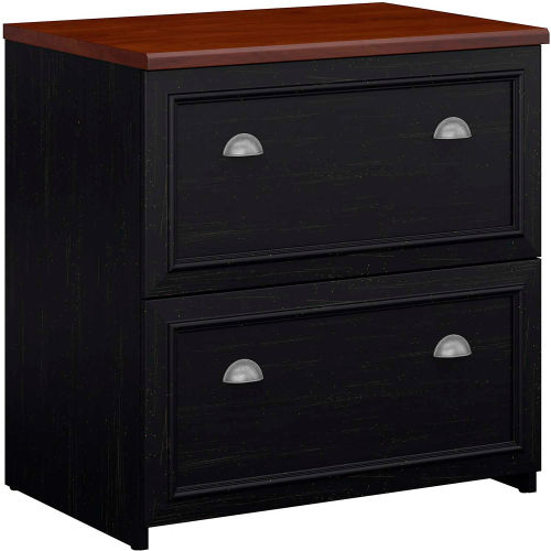 Desks Wood Laminate Office Collections Bush Furniture Lateral File Cabinet Antique Black Hansen Cherry Fairview Series B485032 Globalindustrial Com