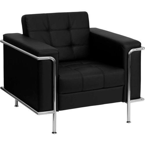 Contemporary Modular Lounge Chair Leather Black Hercules Lesley Series B2256233 Globalindustrial Com