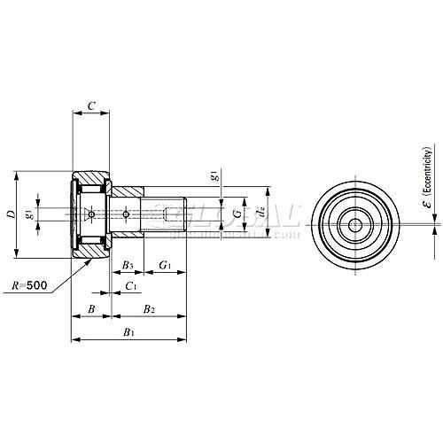 IKO Cam Follower ECC Stud Caged Crowned OD Screwdriver Slot 22mm OD 12mm W M10 x 1.25 THR IKO Cam Follower ECC Stud Caged Crowned OD Screwdriver Slot 22mm OD 12mm W M10 x 1.25 THR