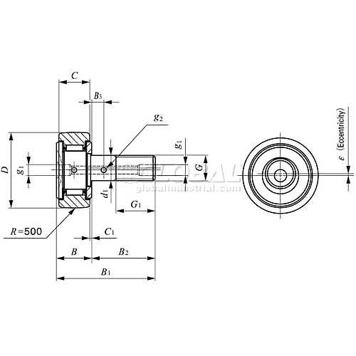 IKO Cam Follower ECC Stud Caged Crowned OD Screwdriver Slot 22mm OD 12mm W M10 x 1.25 THR IKO Cam Follower ECC Stud Caged Crowned OD Screwdriver Slot 22mm OD 12mm W M10 x 1.25 THR