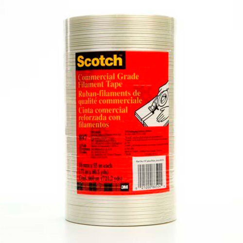 24 mm x 55 m Scotch Filament Tape 897 Clear Pack of 3 Conveniently Packaged 