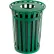 Global Industrial™ Outdoor Slatted Steel Trash Can With Flat Lid, 36 Gallon, Green