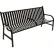 6' Slatted Metal Bench w/ 3 Armrests, Black