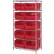 Quantum® 6 Shelf Chrome Bin Shelving, 36"W x 30"D x 74"H, 10 Hulk Containers, Red