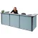Interion® U-Shaped Reception Station, 124"W x 44"D x 44"H, Gray counter, Blue Panel
