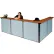 Interion® L-Shaped Reception Station, 116"W x 80"D x 44"H, Cherry Counter, Blue Panel