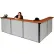 Interion® L-Shaped Reception Station, 116"W x 80"D x 44"H, Cherry Counter, Gray Panel