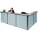 Interion® L-Shaped Reception Station, 116"W x 80"D x 44"H, Gray Counter, Blue Panel