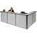 Interion® L-Shaped Reception Station, 116"W x 80"D x 44"H, Gray Counter, Gray Panel