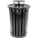 Global Industrial™ Outdoor Slatted Steel Trash Can With Rain Bonnet Lid, 36 Gallon, Black