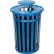 Global Industrial™ Outdoor Slatted Steel Recycling Can w/Rain Bonnet Lid, 36 Gallon, Blue