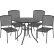 Global Industrial™ Mesh Café Table & Chair Set, 36" Round, 4 Armless Chairs, Black
