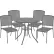 Global Industrial™ Mesh Café Table & Chair Set, 36" Round, 4 Armless Chairs, Gray