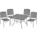 Global Industrial™ Mesh Café Table and Chair Set, 48" Square, 4 Armless Chairs, Gray