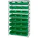 Quantum® 9 Shelf Chrome Bin Shelving, 42"W x 18"D x 74"H, 24 Magnum Bins, Green