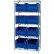 Quantum® 5 Shelf Chrome Bin Shelving, 36"W x 18"D x 74"H, 8 Giant Stack Containers, Blue